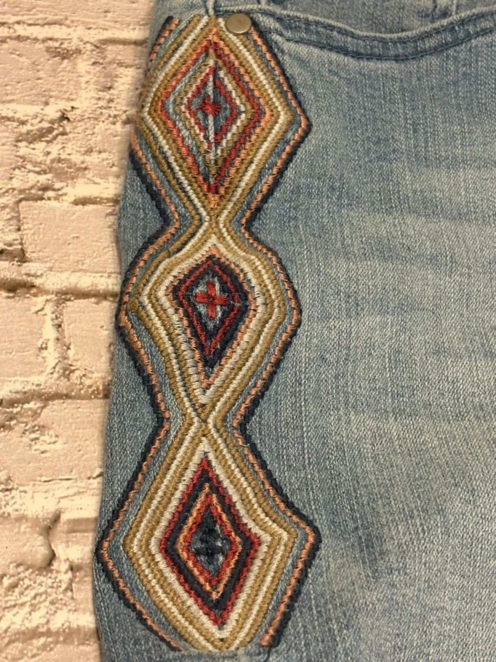 Light Blue Denim Shorts with Embroidered Sides